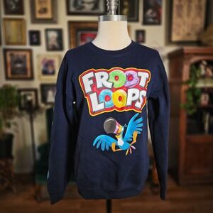 Kellogg's Froot Loops Toucan Sam Navy‎ Blue Graphic Sweatshirt Small RN86947